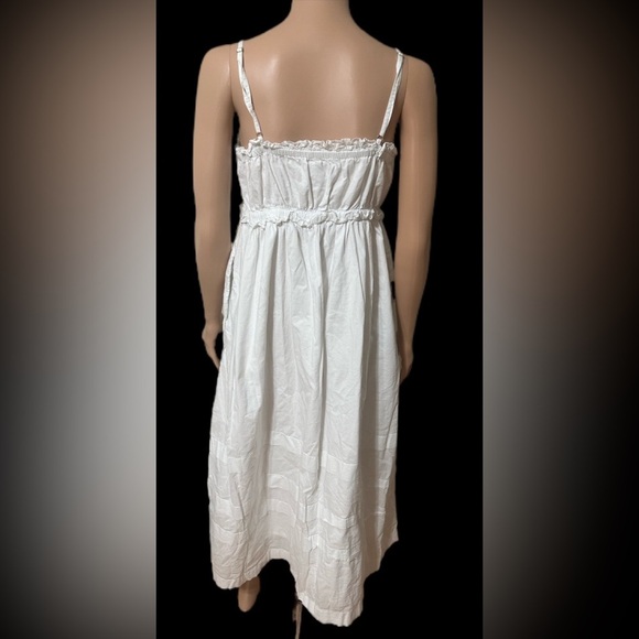 J. Crew White Cotton Dress Size 6 Boho Tiered Spaghetti Strap Summer Sundress - Picture 8 of 11